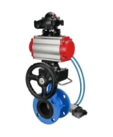 Затвор дисковый поворотный DN.ru WBV1313E-2W-F-H Ду100 Ру16 фланцевый чугун GGG40, диск - чугун GGG40, EPDM, с пневмоприводом DN.ru PA-DA-105, пневмораспределителем DN.ru 4V320-10 AC220V, БКВ DN.ru APL-210N и ручным дублером DN.ru MON1-250-T26-ISO