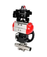 Кран шаровой DN.ru BV3232P(3pc)-FP-W-ISO-H LONG Ду50 Ру40 полнопроходной, корпус - нержавеющая сталь 316, уплотнение - PTFE, под приварку, с пневмоприводом DN.ru PA-DA-083, редуктором DN.ru MON2-450-T28-ISO и БКВ APL-410N EX