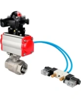 Кран шаровой DN.ru BV3232P(2pc)-FP-T-ISO-H Ду100 Ру40 полнопроходной, внутренняя резьба, нержавеющая сталь 316, уплотнение - PTFE, с пневмоприводом PA-SA-130, пневмораспределителем 4V320-08 AC220V, БКВ APL-210N