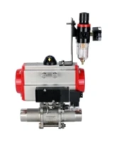 Кран шаровой DN.ru BV3232P(3pc)-FP-W-ISO-H LONG Ду32 Ру40 полнопроходной, корпус - нержавеющая сталь 316, уплотнение - PTFE, под приварку, с пневмоприводом DN.ru PA-SA-083, пневмораспределителем 4M310-08 AC220V и БПВ AFC2000