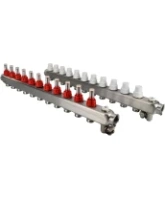 Коллекторная группа DN.ru GC2-31-11 1″ Ду25 Ру10 отводов — 11, в сборе с расходомерами и терморегулирующими клапанами, дренажным краном и воздухоотводчиком, с заглушками, без переходников, корпус - нержавеющая сталь AISI 304