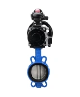 Затвор дисковый поворотный DN.ru WBV1432N-2W-Fb-H Ду125 Ру16, корпус - чугун GGG50, диск - нержавеющая сталь 316L, уплотнение - NBR, с пневмоприводом DN.ru PA-DA-105-1 двойного действия, пневмораспределителем 4M310-08 AC220V, БКВ APL-210N
