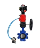 Затвор дисковый поворотный DN.ru WBV1631E-2W-Fb-H Ду125 Ру16 LUG корпус - чугун QT450, диск - нержавеющая сталь 304, EPDM, с пневмоприводом DN.ru PA-DA-105, пневмораспределителем 4V320-08 AC220V, БКВ APL-510N EX и редуктором MON3-700-T38-ISO