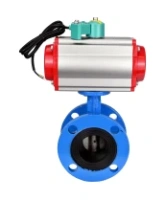 Затвор дисковый поворотный DN.ru WBV1313E-2W-F-H Ду100 Ру16 фланцевый, корпус - чугун GGG40, диск - чугун GGG40, уплотнение - EPDM, с пневмоприводом PA-DA-105 и магнитным переключателем ALS200D