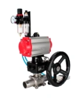Кран шаровой DN.ru BV3232P(3pc)-FP-W-ISO-H LONG Ду80 Ру25 полнопроходной, корпус - нержавеющая сталь 316, уплотнение - PTFE, под приварку, с пневмоприводом PA-DA-083, пневмораспределителем 4V320-08 AC220V, редуктором MON2-450-T28-ISO и БПВ AFC2000