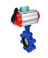 Затвор дисковый поворотный DN.ru WBV1616E-2W-Fb-H Ду100 Ру16 LUG корпус - чугун QT450, диск - чугун QT450, уплотнение - EPDM, с пневмоприводом PA-DA-083, пневмораспределителем 4M310-08 AC220V и магнитным переключателем ALS200D