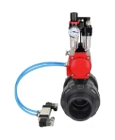 Кран шаровой DN.ru BV4242E-FP-GRM-ISO Дн50 Ру10 полнопроходной, корпус - НПВХ, шар - НПВХ, уплотнение - EPDM, с пневмоприводом PA-DA-052, пневмораспределителем 4V320-10 AC220V и БПВ AFC2000