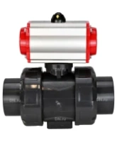 Кран шаровой DN.ru BV4242E-FP-GRM-ISO Дн50 Ру10 полнопроходной, корпус - НПВХ, шар - НПВХ, уплотнение - EPDM, с пневмоприводом PA-SA-065 и пневмораспределителем 4M310-08 AC220V