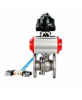 Кран шаровой DN.ru BV3232P(2pc)-FP-F-ISO-H WDVF Ду65 Ру16 полнопроходной, фланцевый, корпус - нержавеющая сталь 316, уплотнение - PTFE, с пневмоприводом PA-SA-130, пневмораспределителем 4V320-08 AC220V и БКВ APL-510N EX