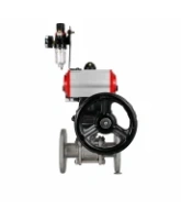 Кран шаровой DN.ru BV3131P(3pc)-FP-F-ISO-H Ду100 Ру16 полнопроходной, фланцевый, корпус - нержавеющая сталь 304, PTFE, 22х22, WDVF, с пневмоприводом PA-DA-105, пневмораспределителем 4M320-08 AC220V, ручным дублером MON3-700-T38-ISO и БПВ AFC2000