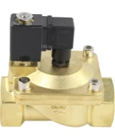 Клапан электромагнитный DN.ru VS400-ET-NC-24VDC 1 1/2″ Ду40 Ру16, соленоидный двухходовой, корпус - латунь, уплотнение - EPDM, резьбовой, нормально-закрытый, пилотный, катушка - 24В