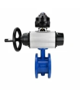 Затвор дисковый поворотный DN.ru WBV1331E-2W-F-H Ду50 Ру16 фланцевый, корпус - чугун GGG40, диск - нержавеющая сталь 304, уплотнение - EPDM, с пневмоприводом DN.ru PA-DA-105-1 и БКВ APL-510N EX
