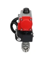 Кран шаровой DN.ru КШМП.316.230-ISO Ду80 Ру40 полнопроходной двухходовой, нержавеющая сталь SS316, внутренняя резьба, уплотнение - PTFE, с пневмоприводом двойного действия DN.ru DA-105 и ручным дублером HDM-3