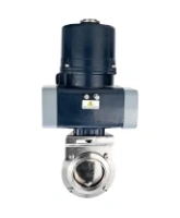 Затвор дисковый поворотный DN.ru WBV3131E-2W-W-H Ду15 Ру10 под приварку, корпус - пищевая нерж. сталь AISI 304, диск - нерж. сталь AISI 304, уплотнение - EPDM, с электроприводом четвертьоборотным DN.ru QTSA-N-003EM-O0-220VAC с пружинным возвратом