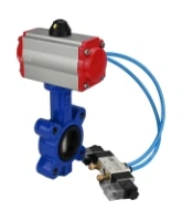 Затвор дисковый поворотный DN.ru WBV1616E-2W-Fb-H Ду50 Ру16 LUG корпус - чугун QT450, диск - чугун QT450, уплотнение - EPDM, с пневмоприводом DN.ru PA-DA-065 и пневмораспределителем 4V320-08 AC220V