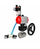 Кран шаровой DN.ru BV3232P(4pc)-SP-3WL-T-ISO-H WDVF Ду65 Ру40 стандартнопроходной, 3-ходовой L-тип, внутренняя резьба, с пневмоприводом PA-DA-105, пневмораспределителем 4V320-08 AC220V, БПВ AFC2000 и ручным дублером MON2-450-T28-ISO