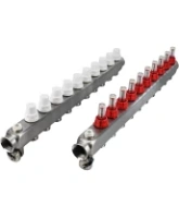 Коллекторная группа DN.ru GC2-31-10 1″ Ду25 Ру10 отводов — 10, в сборе с расходомерами и терморегулирующими клапанами, дренажным краном и воздухоотводчиком, с заглушками, без переходников, корпус - нержавеющая сталь AISI 304