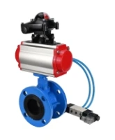 Затвор дисковый поворотный DN.ru WBV1313E-2W-F-H Ду100 Ру16 фланцевый, корпус - чугун GGG40, диск - чугун GGG40, уплотнение - EPDM, с пневмоприводом DN.ru PA-DA-105, пневмораспределителем DN.ru 4V320-08 AC220V и БКВ DN.ru APL-210N