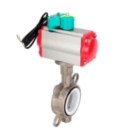 Затвор дисковый поворотный DN.ru WBV3232P-2W-Fb-H Ду100 Ру16 корпус - нержавеющая сталь 316L, диск - нержавеющая сталь 316L, уплотнение - PTFE, с пневмоприводом PA-DA-105 и магнитным переключателем ALS200D