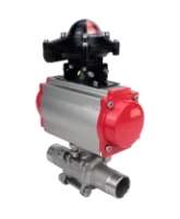 Кран шаровой DN.ru BV3232P(3pc)-FP-W-ISO-H LONG Ду32 Ру40 полнопроходной, корпус - нержавеющая сталь 316, уплотнение - PTFE, под приварку, с пневмоприводом DN.ru PA-SA-083, пневмораспределителем 4M310-08 AC220V и БКВ APL-210N