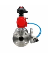 Кран шаровой DN.ru BV3232P(2pc)-FP-3WL-F-ISO-H Ду80 Ру16 HYMT, трехходовой L-тип, полнопроходной, фланцевый, корпус - нержавеющая сталь SS316, с пневмоприводом PA-SA-130, пневмораспределителем 4V320-08 AC220V и БКВ APL-210N