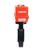 Затвор дисковый поворотный DN.ru WBV4242E-2W-Fb-ISO Дн80 Ру10 межфланцевый, корпус - НПВХ, диск - НПВХ, уплотнение - EPDM, с электроприводом DN.ru QT-N-003EM-O1-220VAC-У1 MINI