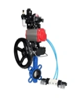 Затвор дисковый поворотный DN.ru WBV1413E-2W-Fb-H Ду150 Ру16, корпус - чугун GGG50, диск - чугун GGG40, EPDM, с пневмоприводом PA-DA-105, с пневмораспределителем 4V320-08 AC220V, с БКВ APL-210N, с ручным дублером MON3-700-T38-ISO, с БПВ AFC2000