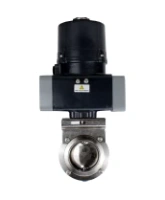 Затвор дисковый поворотный DN.ru WBV3131S-2W-C-H Ду100 Ру10 кламповый, корпус - пищевая нерж. сталь AISI 304, диск - нерж. сталь AISI 304, уплотнение - Silicon, с электроприводом четвертьоборотным DN.ru QTSA-N-003EM-O0-220VAC с пружинным возвратом