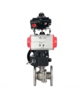 Кран шаровой DN.ru BV3232P(2pc)-FP-F-ISO-H Ду50 Ру40 полнопроходной двухходовой, нержавеющая сталь 316, фланцевый, уплотнение - PTFE, с пневмоприводом PA-DA-083, ручным дублером MON2-450-T28-ISO и БКВ APL-410N EX