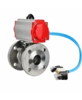 Кран шаровой DN.ru BV3232P(2pc)-FP-F-ISO-H WDVF Ду65 Ру16 полнопроходной, фланцевый, корпус - нержавеющая сталь 316, уплотнение - PTFE, с пневмоприводом PA-SA-130 и пневмораспределителем 4V320-08 AC220V