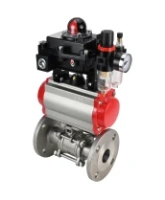 Кран шаровой DN.ru BV3131P(3pc)-FP-F-ISO-H Ду15 Ру40, трехсоставной полнопроходной фланцевый, нержавеющая сталь SS304, уплотнение - PTFE, с пневмоприводом PA-DA-052, с пневмораспределителем 4M310-08 DC24V, с БКВ APL-410N EX, с БПВ AFC2000