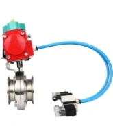 Затвор дисковый поворотный DN.ru WBV3131S-2W-T-H Ду40 Ру10 резьбовой, корпус - пищевая нержавеющая сталь 304, уплотнение - Silicon, с пневмоприводом PA-SA-065, пневмораспределителем 4V320-08 AC220V и магнитным переключателем ALS200D