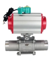 Кран шаровой DN.ru BV3232P(3pc)-FP-W-ISO-H LONG Ду32 Ру40 полнопроходной, корпус - нержавеющая сталь 316, уплотнение - PTFE, под приварку, с пневмоприводом PA-DA-052 и магнитным переключателем ALS200D