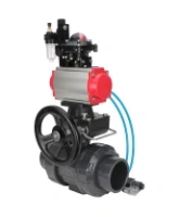 Кран шаровой DN.ru BV4242E-FP-GRM-ISO Дн50 Ру10 полнопроходной, корпус - НПВХ, шар - НПВХ, уплотнение - EPDM, с пневмоприводом PA-DA-052, пневмораспределителем 4V320-10 AC220V, ручным дублером MON1-250-T26-ISO, БКВ APL-210N и БПВ AFC2000