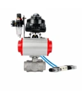 Кран шаровой DN.ru BV3232P(4pc)-SP-3WL-T-ISO-H WDVF Ду40 Ру63 стандартнопроходной, 3-ходовой L-тип, внутренняя резьба, нержавеющая сталь AISI 316, PTFE, с пневмоприводом PA-SA-130, пневмораспределителем 4V320-08 AC220V, БКВ APL-510N EX и БПВ AFC2000