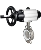 Затвор дисковый поворотный DN.ru WBV3232P-2W-Fb-H Ду125 Ру16, межфланцевый, корпус - нержавеющая сталь 316L, диск - нержавеющая сталь 316L, уплотнение - PTFE, с пневмоприводом PA-DA-105-1