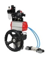 Кран шаровой DN.ru BV3232P(3pc)-FP-W-ISO-H Ду65 Ру25, полнопроходной под приварку, нержавеющая сталь SS316, PTFE, с пневмоприводом PA-DA-083, с пневмораспределителем 4V320-08 AC220V, с БКВ APL-210N, ручным дублером MON2-450-T28-ISO, с БПВ AFC2000