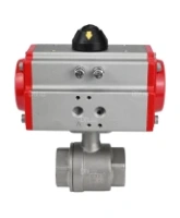Кран шаровой DN.ru BV3232P(2pc)-FP-T-ISO-H Ду100 Ру40 полнопроходной, внутренняя резьба, нержавеющая сталь 316, уплотнение - PTFE, с пневмоприводом PA-SA-130 с возвратными пружинами