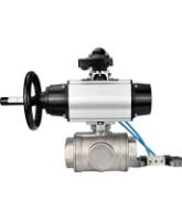 Кран шаровой DN.ru BV3232P(4pc)-SP-3WL-T-ISO-H Ду100 Ру40, стандартнопроходной, четырехсоставной, корпус - нержавеющая сталь 316, уплотнение - PTFE, внутренняя резьба, с пневмоприводом PA-DA-105-1, пневмораспределителем 4V320-08 AC220V, БКВ APL-210N