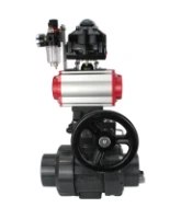 Кран шаровой DN.ru BV4242E-FP-GRM-ISO Дн50 Ру10 полнопроходной, корпус - НПВХ, шар - НПВХ, уплотнение - EPDM, с пневмоприводом PA-DA-052, пневмораспределителем 4V320-10 AC220V, ручным дублером MON1-250-T26-ISO, БКВ APL-510N EX и БПВ AFC2000