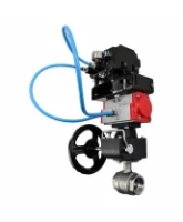 Кран шаровой DN.ru BV3232P(2pc)-FP-T-ISO-H Ду100 Ру40 полнопроходной, нерж. сталь SS316, внутренняя резьба, PTFE, с пневмоприводом PA-DA-105, ручным дублером MON3-700-T38-ISO и с эл.пневматич. поворотным позиционером YT-1000RSN без обратной связи
