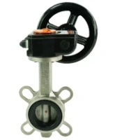 Затвор дисковый поворотный DN.ru 316L-316L-EPDM Ду100 Ру16 межфланцевый, корпус - нержавеющая сталь 316L, диск - нержавеющая сталь 316L, уплотнение - EPDM, с редуктором Pro-Gear X-21-W-200