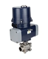 Кран шаровой DN.ru BV3232P(3pc)-FP-W-ISO-H WDVF Ду25 Ру63 полнопроходной, трехсоставной, корпус - нержавеющая сталь 316, уплотнение - PTFE, под приварку, с 1/4-оборотным электроприводом DN.ru QTSA-N-003EM-O0-220VAC с пружинным возвратом