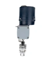 Затвор дисковый поворотный DN.ru WBV3131E-2W-W-H Ду15 Ру10 под приварку, корпус - пищевая нерж. сталь AISI 304, диск - нерж. сталь AISI 304, уплотнение - EPDM, с электроприводом четвертьоборотным DN.ru QTSA-N-003EM-O0-220VAC с пружинным возвратом