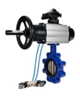 Затвор дисковый поворотный DN.ru WBV1616E-2W-Fb-H Ду125 Ру16 LUG корпус - чугун QT450, диск - чугун QT450, уплотнение - EPDM, с пневмоприводом DN.ru PA-DA-105-1, пневмораспределителем 4V320-08 AC220V и БКВ APL-210N