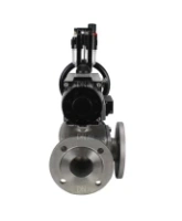 Кран шаровой DN.ru BV3232P(4pc)-FP-3WL-F Ду100 Ру16 полнопроходной трехходовой, фланцевый, корпус - нержавеющая сталь SS316, с пневмоприводом DN.ru PA-DA-105-1 двойного действия, пневмораспределителем 4M310-08 AC220V и БПВ AFC2000