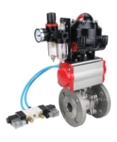Кран шаровой DN.ru BV3232P(2pc)-FP-F-ISO-H Ду80 Ру16 фланцевый, полнопроходной, двухсоставной, корпус - нерж. сталь SS316, уплотнение - PTFE, с пн.приводом DN.ru PA-SA-130 пн.распределителем 4V320-08 AC220V БПВ AFC2000 БКВ APL-510N-EX