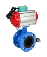 Затвор дисковый поворотный DN.ru WBV1313E-2W-F-H Ду100 Ру16 фланцевый, корпус - чугун GGG40, диск - чугун GGG40, уплотнение - EPDM, с пневмоприводом PA-DA-105, пневмораспределителем 4V320-08 AC220V и магнитным переключателем ALS200D