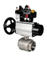 Кран шаровой DN.ru BV3232P(2pc)-FP-T-ISO-H Ду100 Ру40 полнопроходной двухходовой, нержавеющая сталь SS316, внутренняя резьба, PTFE, с пневмоприводом PA-DA-105-1, с пневмораспределителем 4M310-08 AC220V, с БКВ APL-410N EX, с БПВ AFC2000