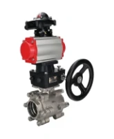Кран шаровой DN.ru BV3232P(3pc)-FP-SW-ISO-H Ду80 Ру63 полнопроходной, корпус - нержавеющая сталь SS316, под приварку, с пневмоприводом PA-DA-105, БКВ APL-210N, ручным дублером MON2-450-T28-ISO